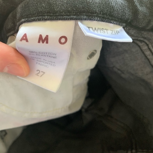 AMO Gray Twist Zip Skinny Jeans in Smoke - Picture 6 of 8